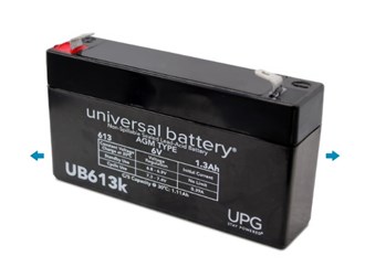 6 Volt - 1.3 Ah - UB613 - AGM Battery F1 Terminal - Sealed AGM - UPG D5731
